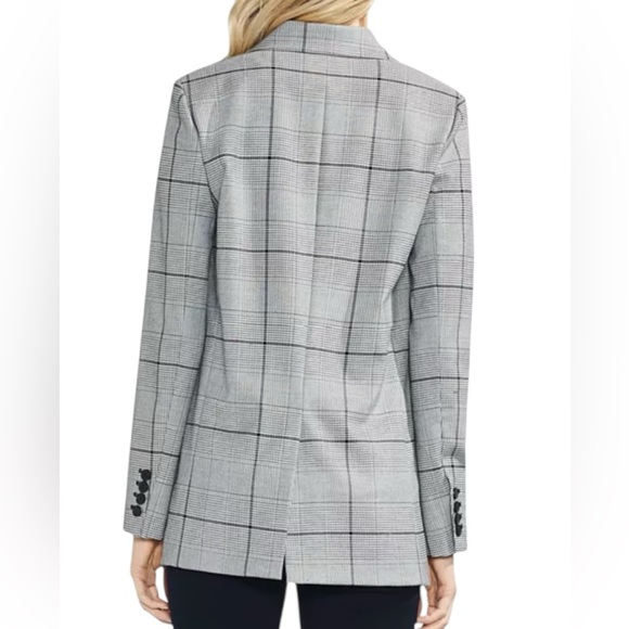 Vince Camuto‎ Womens Glen Gray Plaid Notch-Collar Boyfriend Blazer size 0 - Picture 4 of 16